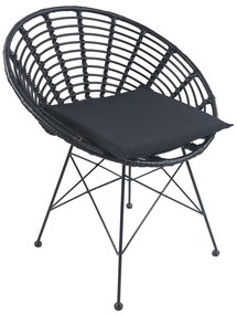14510022 Καρέκλα Κήπου AELIUS Μαύρο Μέταλλο/Rattan 72x62x78cm Μέταλλο/Rattan, 1 Τεμάχιο
