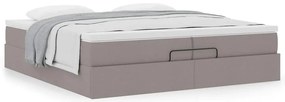 vidaXL Οθωμανικό κρεβάτι με στρώματα Taupe 200x200cm ύφασμα