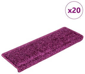 vidaXL Πατάκια Σκαλιών 20 τεμ. Μωβ Ορθογώνια Άκρη 65x21x4 εκ.