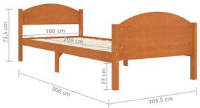 ΠΛΑΙΣΙΟ ΚΡΕΒΑΤΙΟΥ ΚΑΦΕ ΜΕΛΙ 100 X 200 ΕΚ. ΜΑΣΙΦ ΞΥΛΟ ΠΕΥΚΟΥ 322037