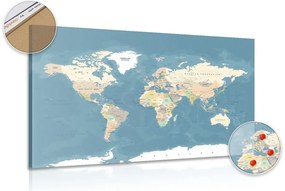 Εικόνα στο φελλό του μοντέρνου vintage παγκόσμιου χάρτη - 120x80  wooden