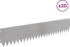 vidaXL Περίγραμμα γκαζόν 20 τμχ. 103 x 20 εκ Stainless Steel Ασημί
