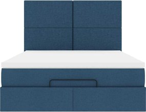 vidaXL Οθωμανικό κρεβάτι με στρώμα μπλε 140x200cm ύφασμα