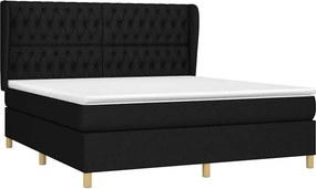 vidaXL Κρεβάτι Boxspring με Στρώμα Μαύρο 180x200 εκ. Υφασμάτινο