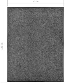 vidaXL Πατάκι Εισόδου Πλενόμενο Ανθρακί 90 x 120 εκ.