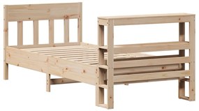 vidaXL Σκελετός Κρεβατιού Χωρίς Στρώμα 75x190 εκ Μασίφ Ξύλο Πεύκου
