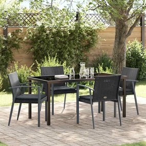 vidaXL Σέτ φαγητού για κήπο 5 pcs Μαύρο και Γκρι Ράτα PE
