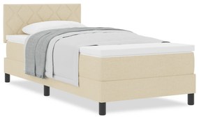vidaXL Κρεβάτι Box Spring με Στρώμα Κρέμα 100x200 cm Υφάσματος