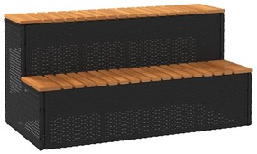 vidaXL Βήμα υδρομασάζ Μαύρο 100x50x50,5 εκ. Συνθετικό Ρατάν/Ακακίας