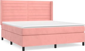 vidaXL Κρεβάτι Boxspring με Στρώμα Ροζ 180x200 εκ. Βελούδινο