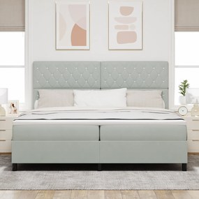 vidaXL κρεβάτι Box Spring με στρώμα & LED  γκρι 200x200 εκ. Βελούδο