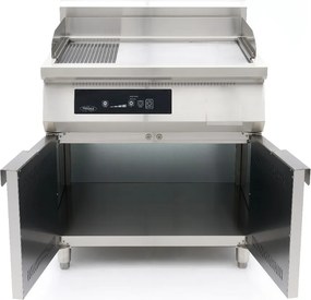 Induction Griddle 700 - Smooth and Grooved - 10000W - Double - with Stand