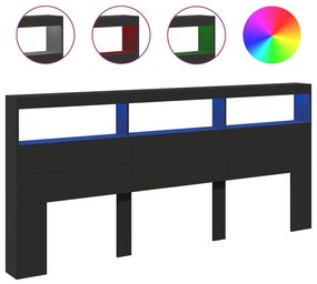 Κεφαλάρι με Αποθηκευτικό Χώρο και LED Μαύρο 220 x 17 x 102 εκ. - Μαύρο