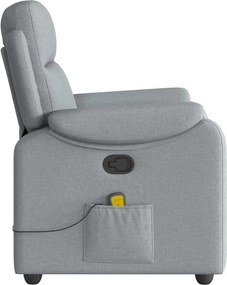 vidaXL Πολυθρόνα Μασάζ Ανακλινόμενη Ανοιχτό Γκρι Υφασμάτινη