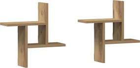 vidaXL Ραφιέρες Τοίχου 2 τεμ. Αρτισιανή Δρυς 38x12x38 εκ. Επεξ. Ξύλο