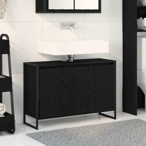 vidaXL Ντουλάπι Μπάνιου Μαύρη Οξυά 90 x 30 x 60 cm Επεξεργασμένο ξύλο