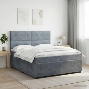 vidaXL Κρεβάτι box spring με στρώμα Σκούρο Γκρι 200 x 200 cm Βελούδο