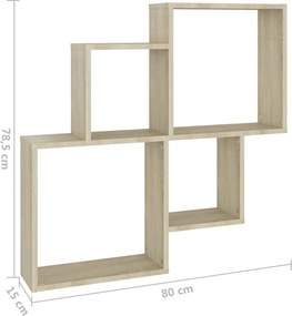 vidaXL Ράφι Κύβος Τοίχου Sonoma Δρυς 80 x 15 x 78,5 εκ. από Επεξ. Ξύλο