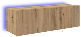 vidaXL Ντουλάπι τοίχου για τηλεόραση με LED φωτισμό από καστανό δρυ 100x35x31 εκ.
