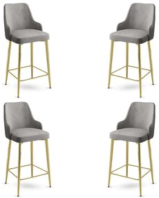 Σκαμπό Μπαρ Enox Babyface (Σετ 4Τμχ) 240CHR1347 45x43x105cm Grey-Gold Μέταλλο,Ύφασμα