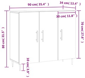 Ντουλάπι Καφέ Δρυς 90 x 34 x 80 εκ. από Επεξεργασμένο Ξύλο - Καφέ