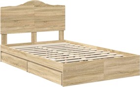 vidaXL Κρεβάτι Αποθήκης Δρύς Sonoma 135 x 190 cm Επεξεργασμένο ξύλο