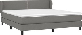 vidaXL Κρεβάτι Boxspring με Στρώμα Σκούρο Γκρι 180x200 εκ Υφασμάτιν
