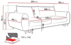 Καναπές Nosa διθέσιος-Gkri Anoixto
