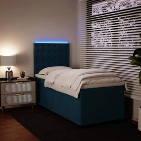 vidaXL Κρεβάτι Boxspring με Στρώμα Μπλε 90x200 εκ. Βελούδινο