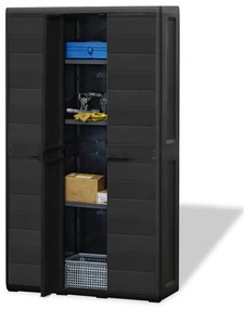 vidaXL Ντουλάπα Αποθήκευσης Εξωτερικού Χώρου με 4 Ράφια Μαύρη