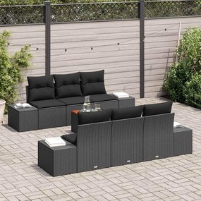 vidaXL Σετ Καναπέ Κήπου 7 pcs Μαύρο 55 x 55 x 37 εκ
