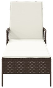 vidaXL Ξαπλώστρα Ήλιου Καφέ και Κρεμ PE Ρατάν 157 x 55 x 92 εκ
