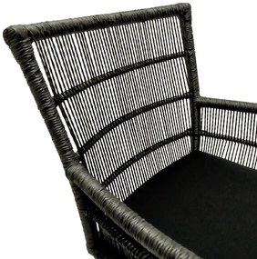 Πολυθρόνα Inca  teak ξύλο και συνθετικό σχοινί σε φυσική-μαύρη απόχρωση με μαξιλάρι 60x61x90εκ 60x61x90 εκ.