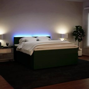 vidaXL Κρεβάτι Boxspring με Στρώμα Σκούρο Πράσινο 180x200εκ. Βελούδινο