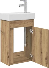 vidaXL Μονάδα μπάνιου με βρύση Artisan Δρυς 40,5 x 22,5 x 62 εκ.