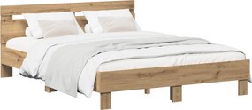 vidaXL Σκελετός Κρεβατιού Artisan Δρυς 140 x 190 cm Επεξεργασμένο Ξύλο