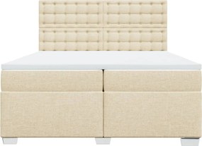 vidaXL Κρεβάτι Boxspring με Στρώμα Κρεμ 200x200 εκ. Υφασμάτινο