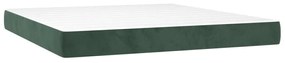 Κρεβάτι Boxspring με Στρώμα &amp; LED Σκ. Πράσινο 180x200εκ Βελούδο - Πράσινο