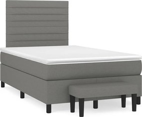 vidaXL Κρεβάτι Boxspring με Στρώμα Σκούρο Γκρι 120x190 εκ Υφασμάτινο