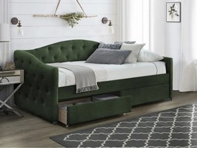 Κρεβάτι Houston 879, Μονόκλινο, Πράσινο, 90x200, Ταπισερί, Τάβλες για Κρεβάτι, 98x216x95cm, 65 kg | Epipla1.gr