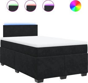 vidaXL Κρεβάτι Boxspring με Στρώμα Μαύρο 120x190 εκ. Βελούδινο
