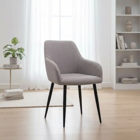 Πολυθρόνα τραπεζαρίας Monica Megapap ανοιχτό μπεζ ύφασμα - μεταλλικό μαύρο πόδι 54x57x84εκ.