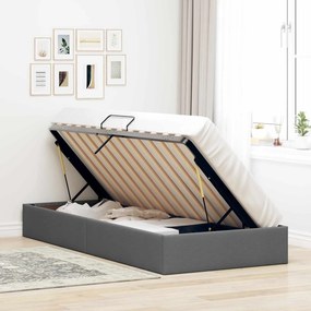 vidaXL Κρεβάτι Οθωμανικού Τύπου Σκούρο Γκρι 100 x 200 cm ύφασμα