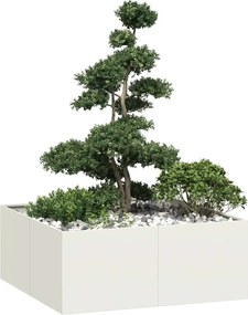 vidaXL Ζαρντινιέρα Λευκή 100x100x40 εκ. από Χάλυβα