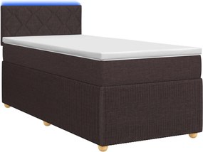 vidaXL Κρεβάτι box spring με στρώμα Σκούρο Καφέ 90 x 200 cm Ύφασμα