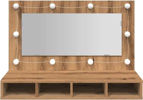 vidaXL Ντουλάπι με Καθρέφτη και LED σε Χρώμα Δρυός Artisan 90x31,5x62 εκ.
