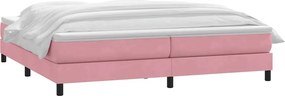 vidaXL Κρεβάτι Boxspring με Στρώμα Ροζ 180x210 εκ. Βελούδινο