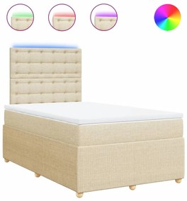 vidaXL Κρεβάτι Boxspring με Στρώμα Κρεμ 120x200 εκ. Υφασμάτινο