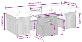 vidaXL Σαλόνι Κήπου 8 Τεμαχίων Μαύρο από Συνθετικό Ρατάν με Μαξιλάρια