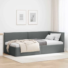 vidaXL Κρεβάτι Γωνίας με κεφαλάρι Σκούρο γκρι 80 x 200 cm ύφασμα